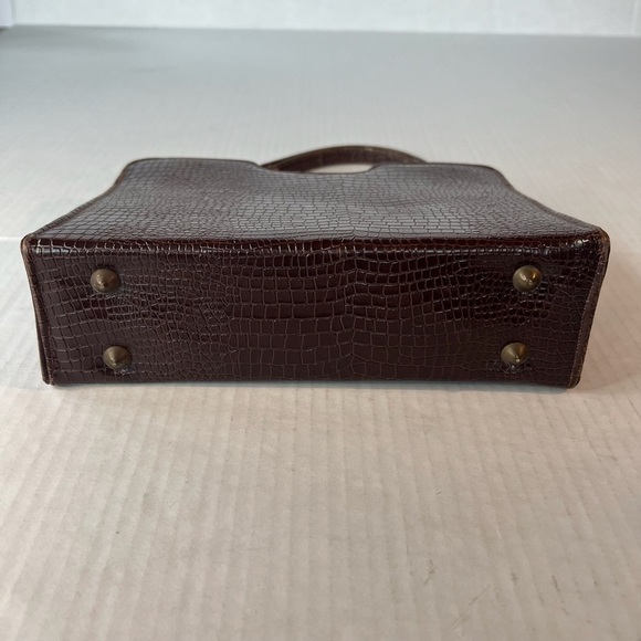 Vintage Gaymode Crocodile Or Alligator Purse Handbag Bakelite Clasp - Picture 12 of 16